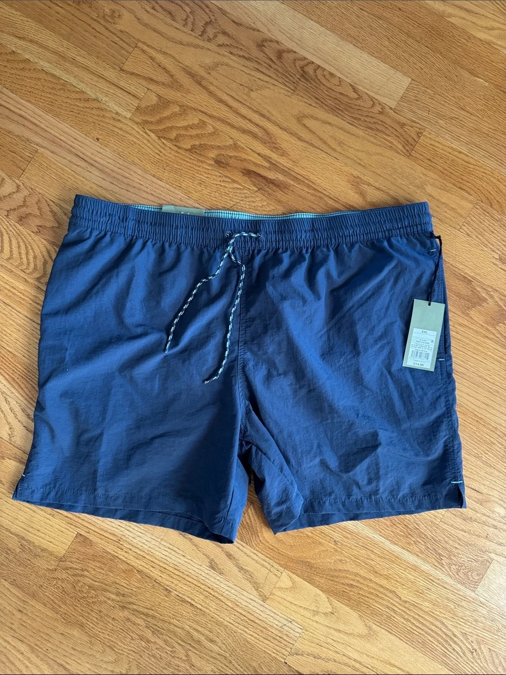 New! Goodfellow & Co Geneva Blue Elastic-Waist Swim Trunks XXL